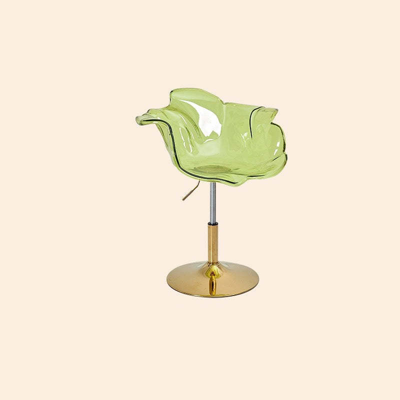 Contemporary Petal Acrylic Liftable Dining Chair — Smoky Gray Seat + Black Base