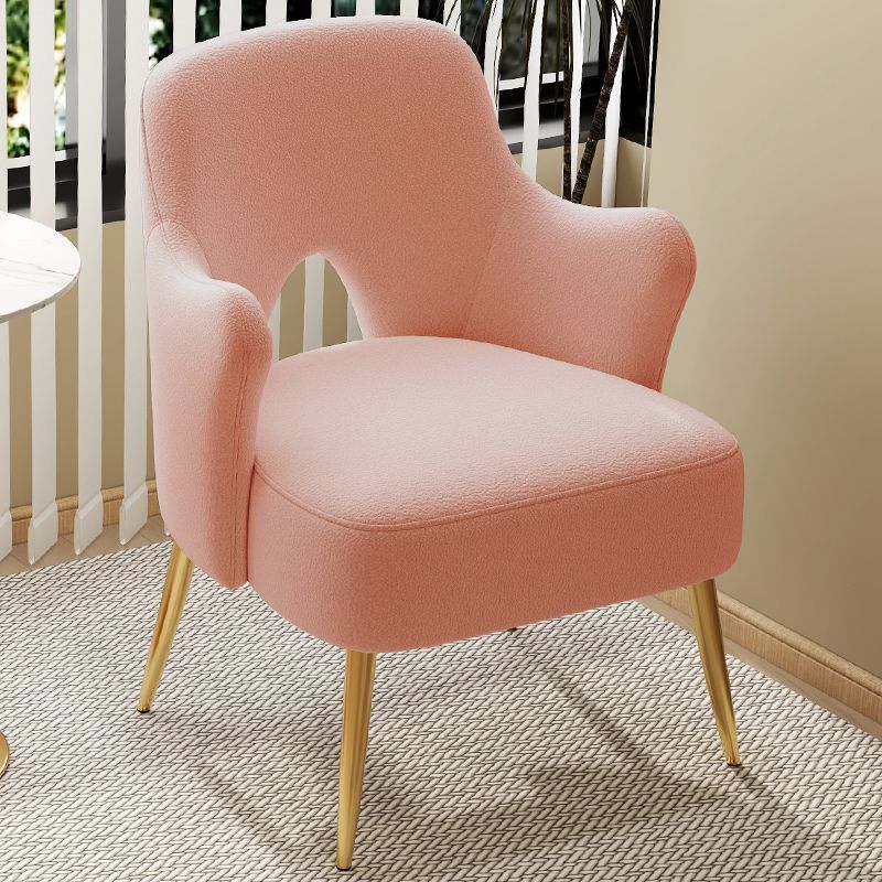 Minimalist Curved Wood Metal Accent Chair
