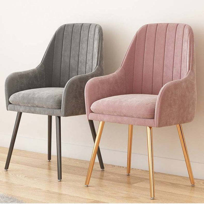 Scandinavian Velvet Leather Metal Vanity Stool — Sponge / Pink & Gold / Leather