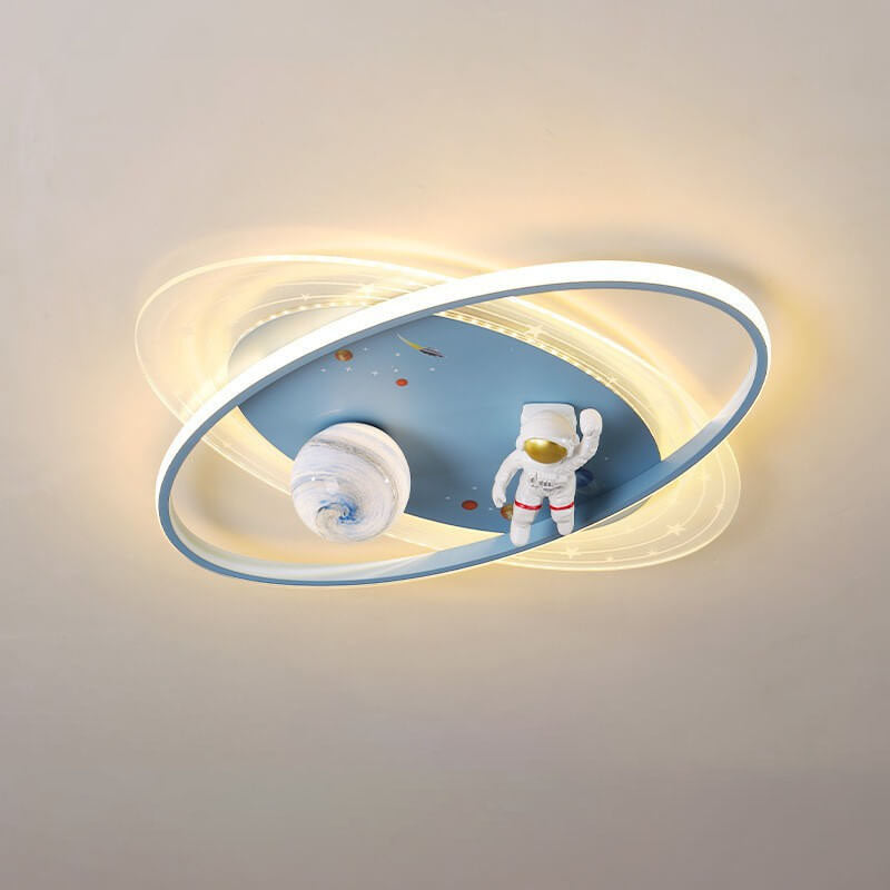 Cartoon Astronaut Moon Acrylic LED Kids Flush Ceiling Light
