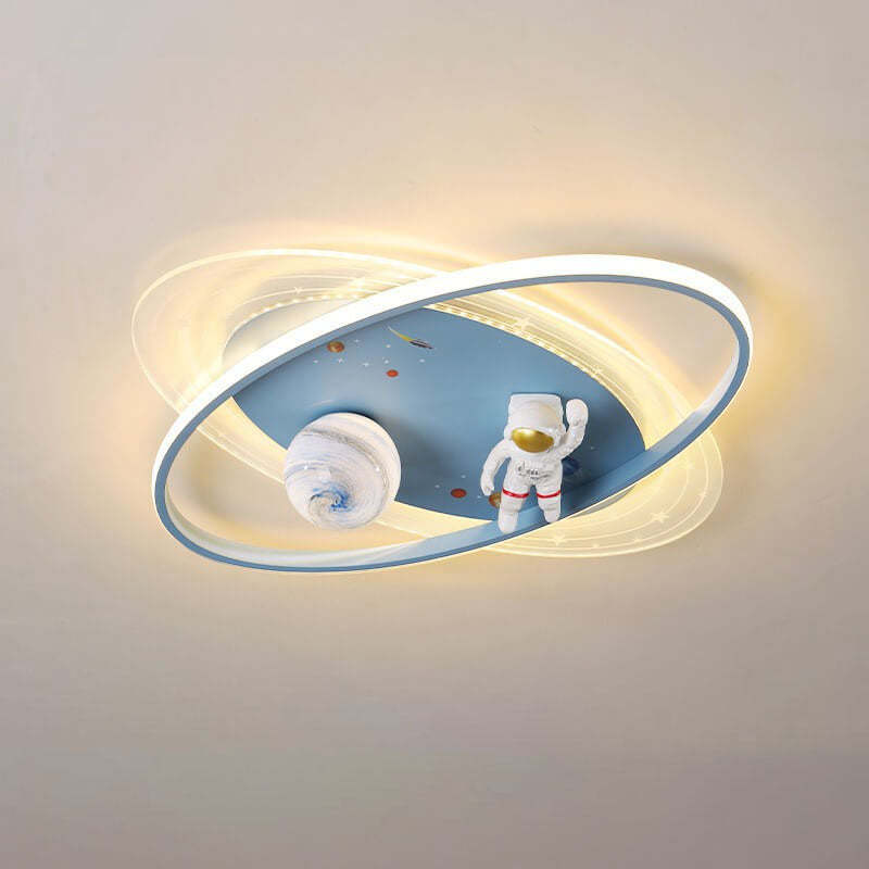 Cartoon Astronaut Moon Acrylic LED Kids Flush Ceiling Light