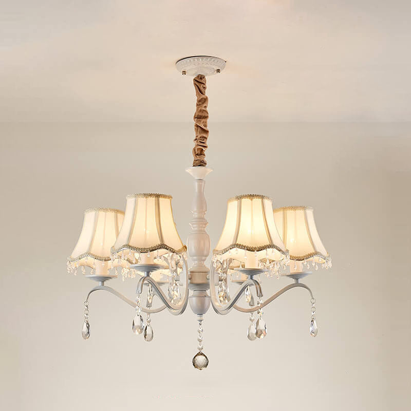 Modern Cone Iron Crystal Fabric Chandelier