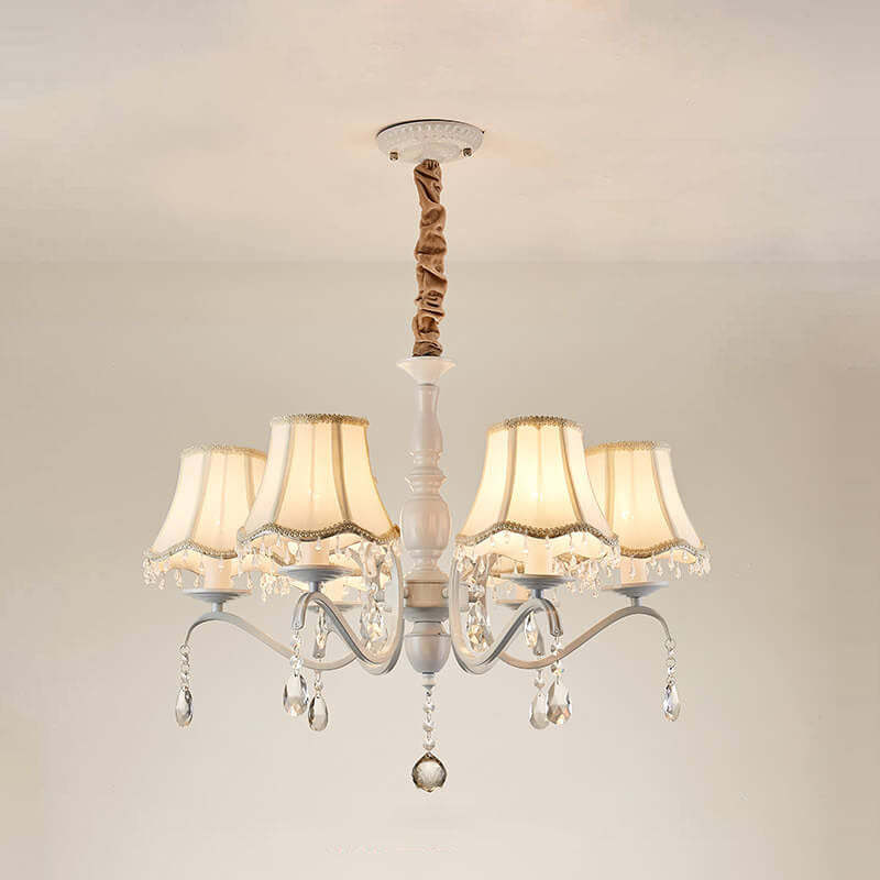 Modern Cone Iron Crystal Fabric Chandelier