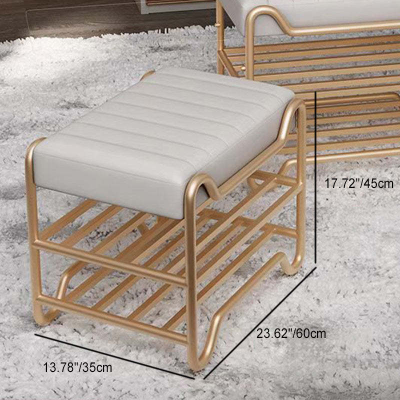 Modern Tech Cloth Portable Rectangular Footstool Backless — Orange - Technology Cloth