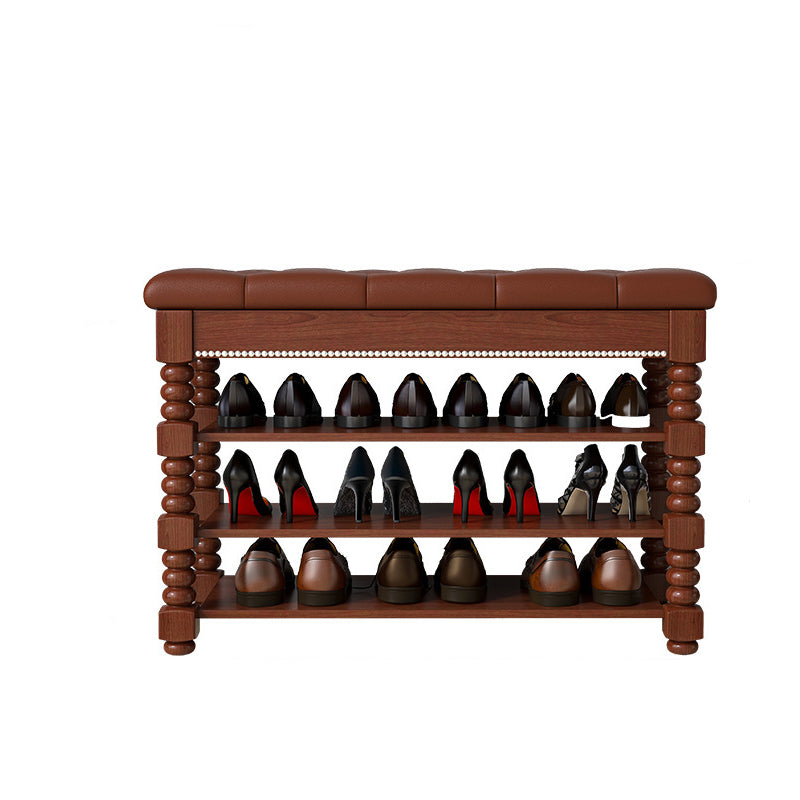 Scandinavian Microfiber Leather Wood Shoe Storage 3-Shelf