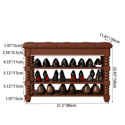 Scandinavian Microfiber Leather Wood Shoe Storage 3-Shelf