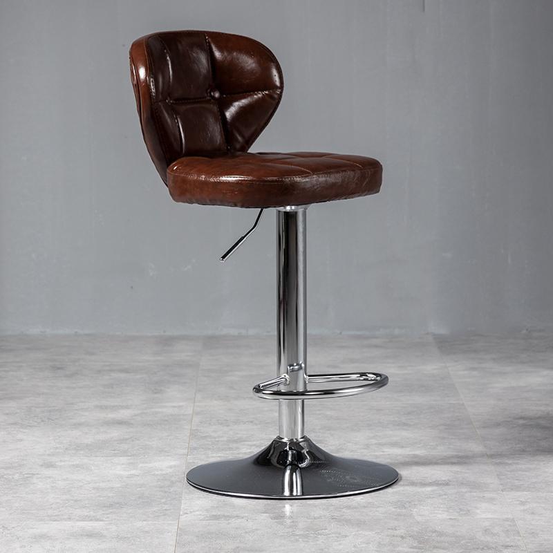 Minimalist Leather Metal Bar Stool