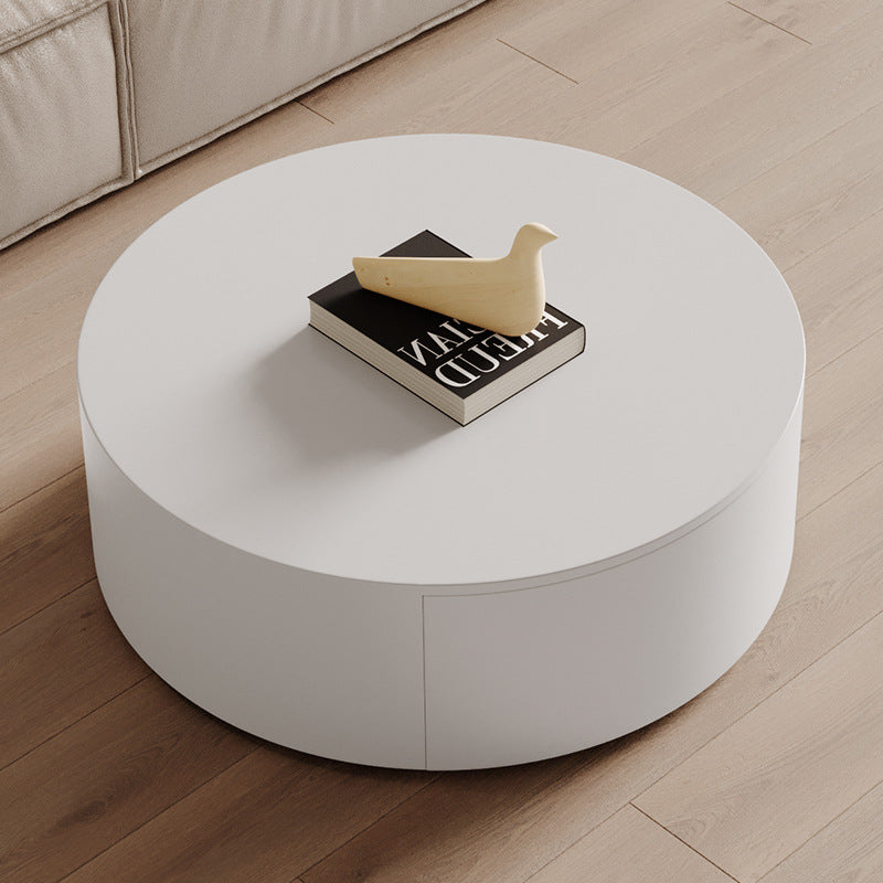 Minimalist Wood Metal Glass Coffee Table Set — Coffee Table - Large / White