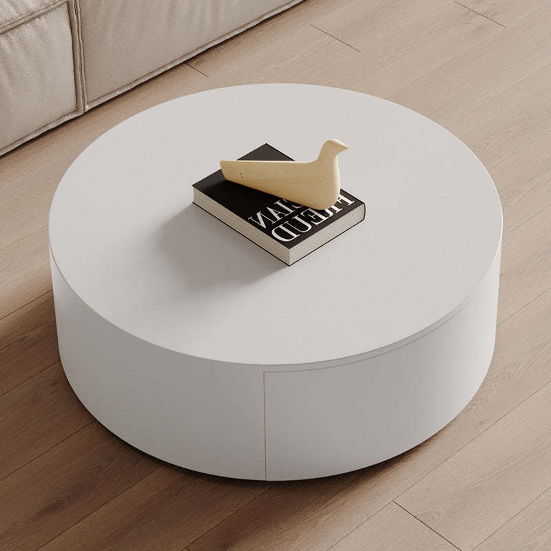 Minimalist Wood Metal Glass Coffee Table Set — Coffee Table - Large / White
