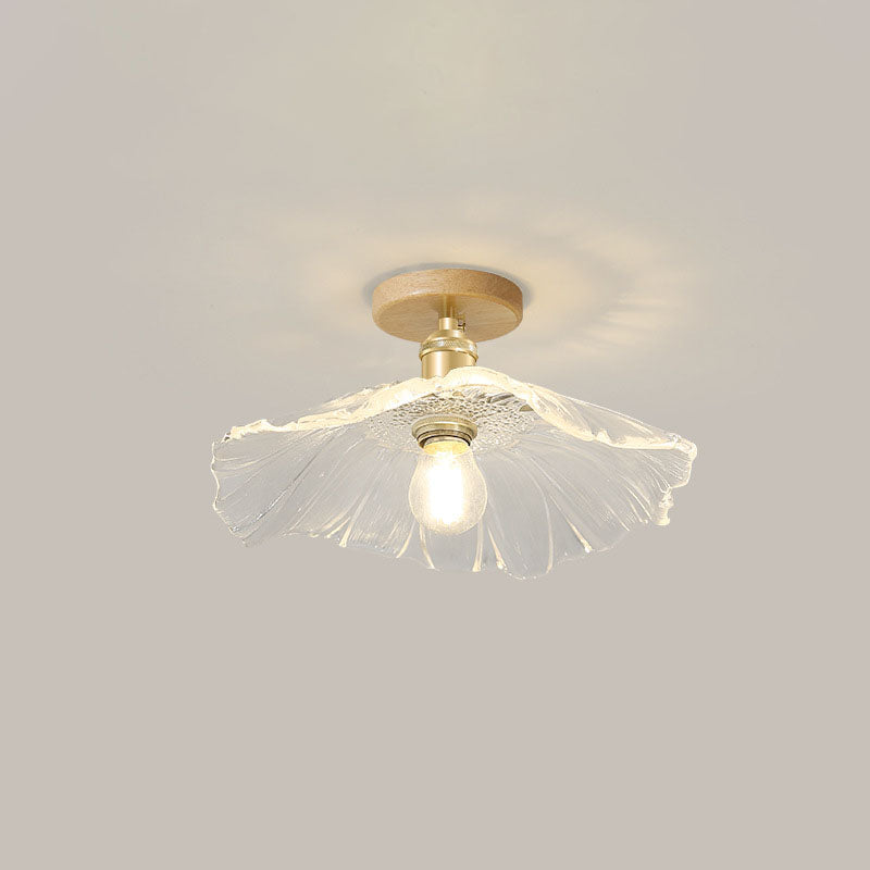 Modern Chinese Glass Lotus Leaf Ceiling Light