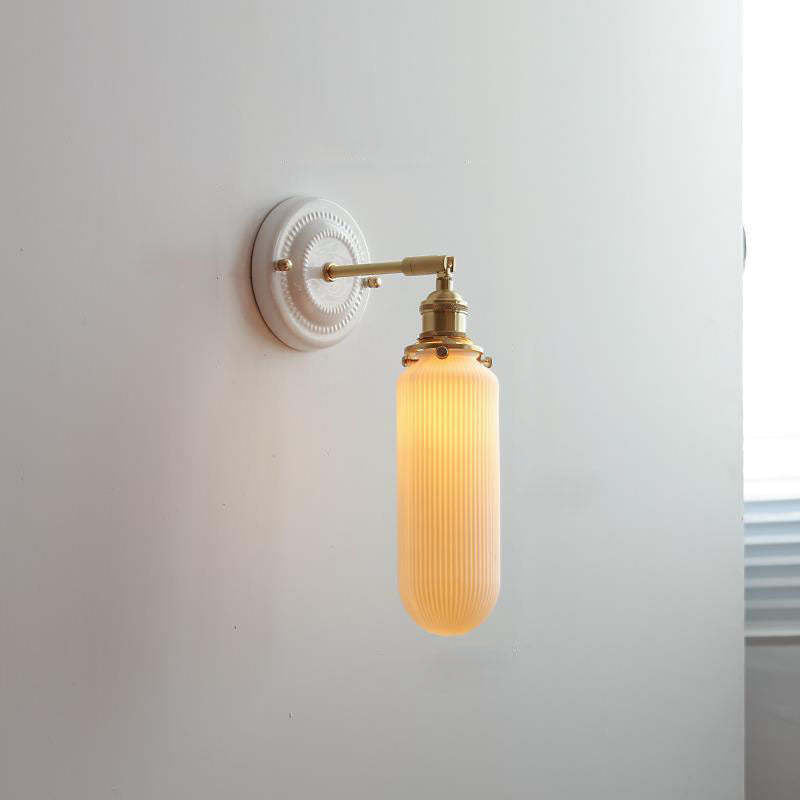 Vintage Japanese Ceramic Brass Sconce — H / 110V-120V For US/CA