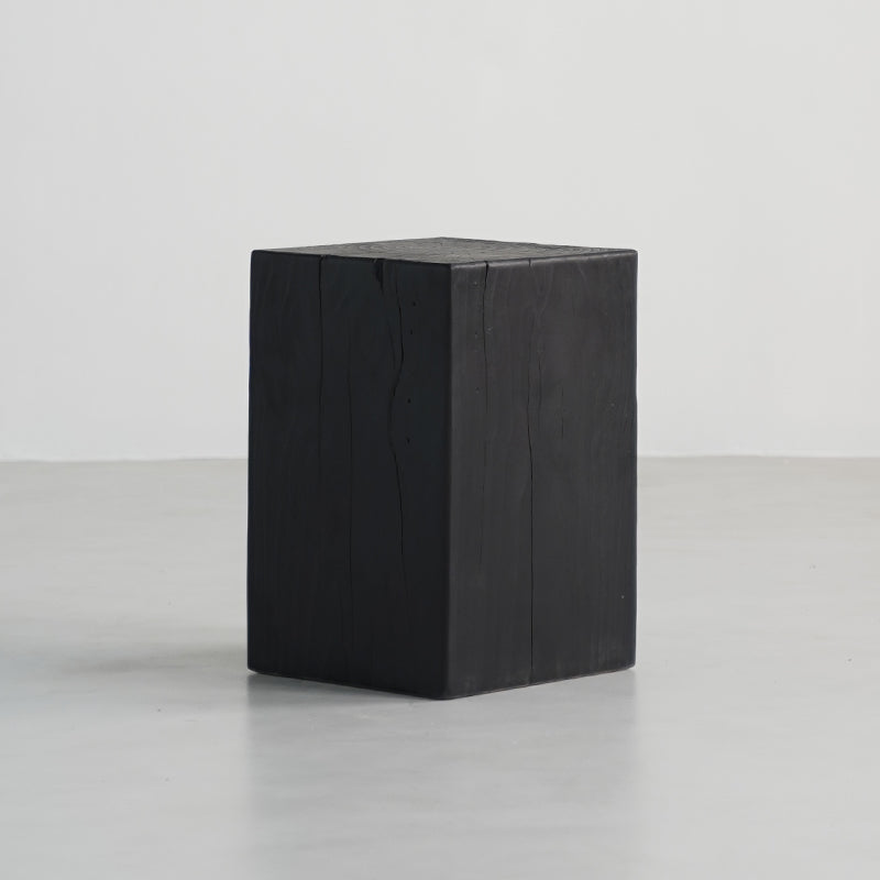 Japanese Wabi-Sabi Wood Geometric End Table — N - Small