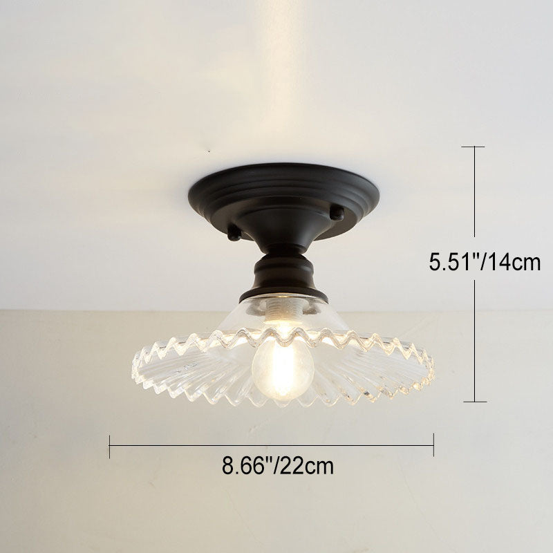 Nordic Vintage Glass Floral Geometry Semi-Flush Light