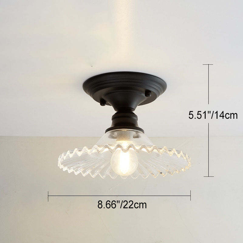 Nordic Vintage Glass Floral Geometry Semi-Flush Light