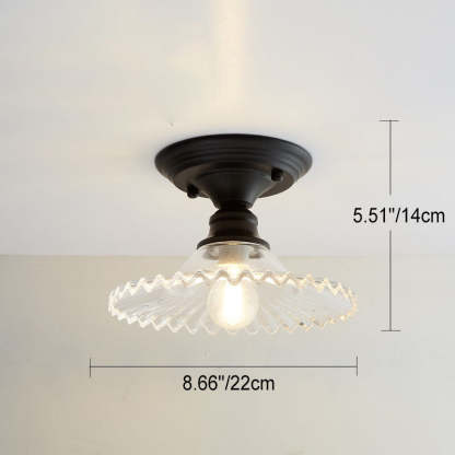 Nordic Vintage Glass Floral Geometry Semi-Flush Light