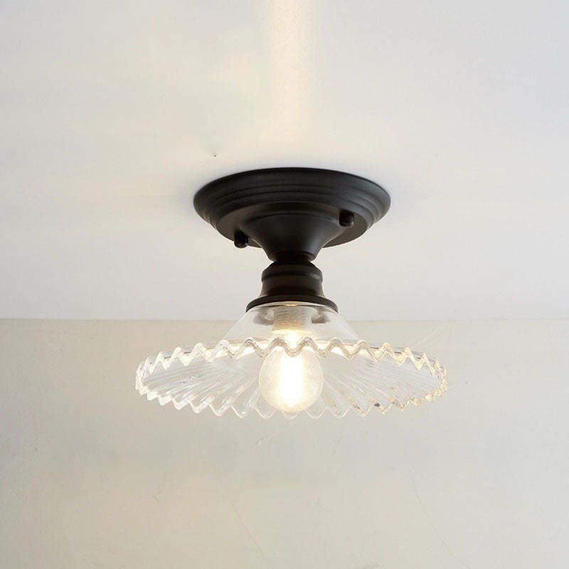 Nordic Vintage Glass Floral Geometry Semi-Flush Light