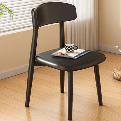 Minimalist Leather Fabric Wood Dining Chair
