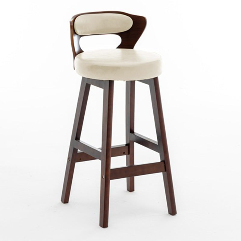 Modern PU Leather Wood Low-Back Bar Stool