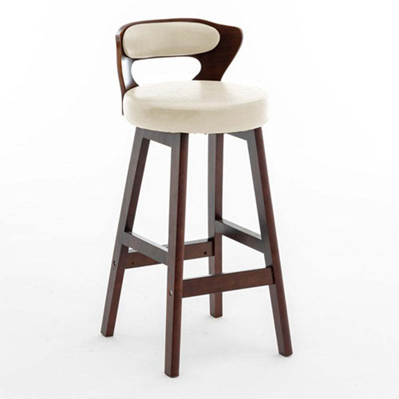 Modern PU Leather Wood Low-Back Bar Stool