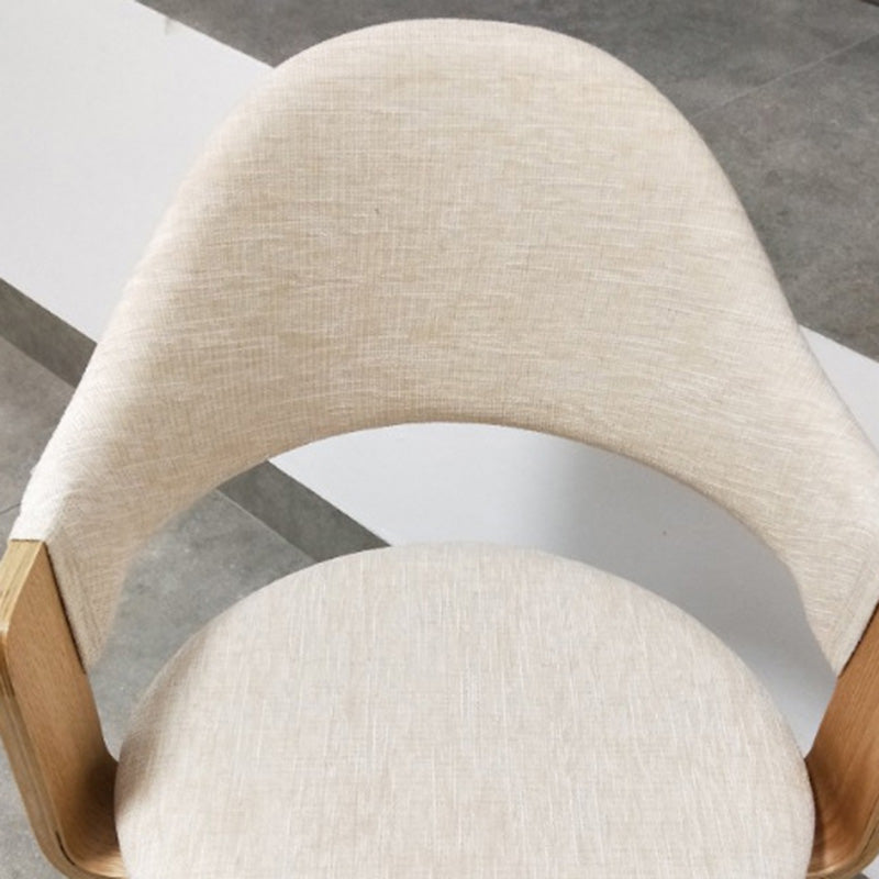Nordic PU Leather Ergonomic Swivel Desk Chair — Orange Fabric Seat (Non-Removable)