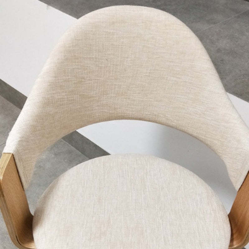 Nordic PU Leather Ergonomic Swivel Desk Chair — Orange Fabric Seat (Non-Removable)