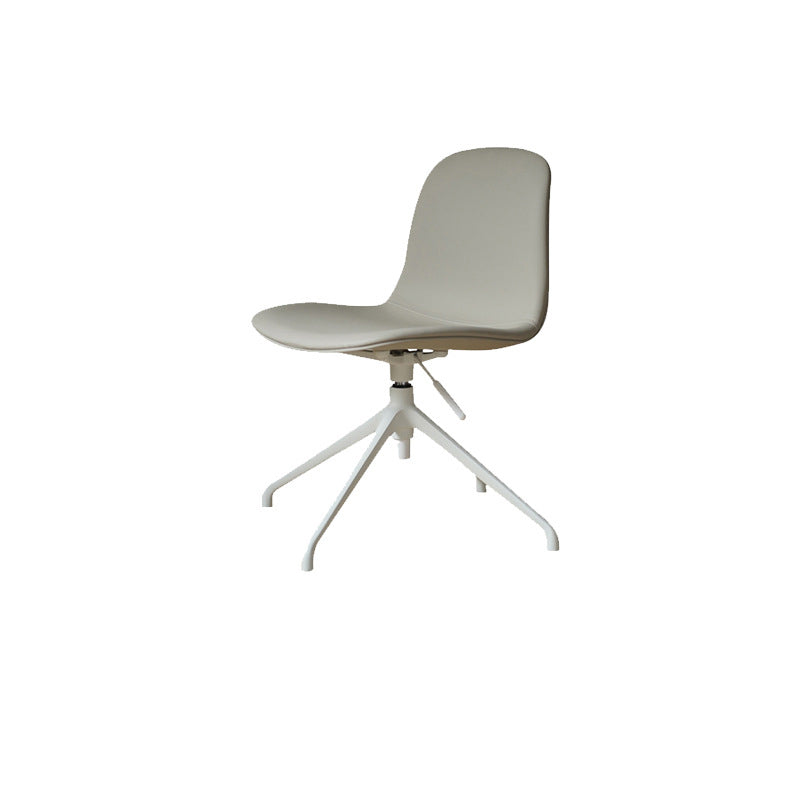 Nordic Ergonomic Microfiber Leather Lift Desk Chair — With Roller / Brown Seat + White Legs