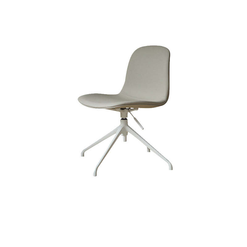 Nordic Ergonomic Microfiber Leather Lift Desk Chair — With Roller / Brown Seat + White Legs