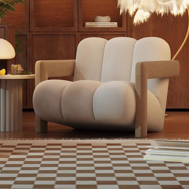 Retro Striped Velvet Wood Accent Chair