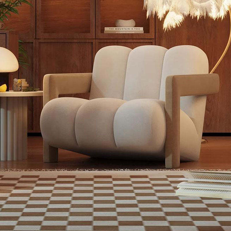 Retro Striped Velvet Wood Accent Chair