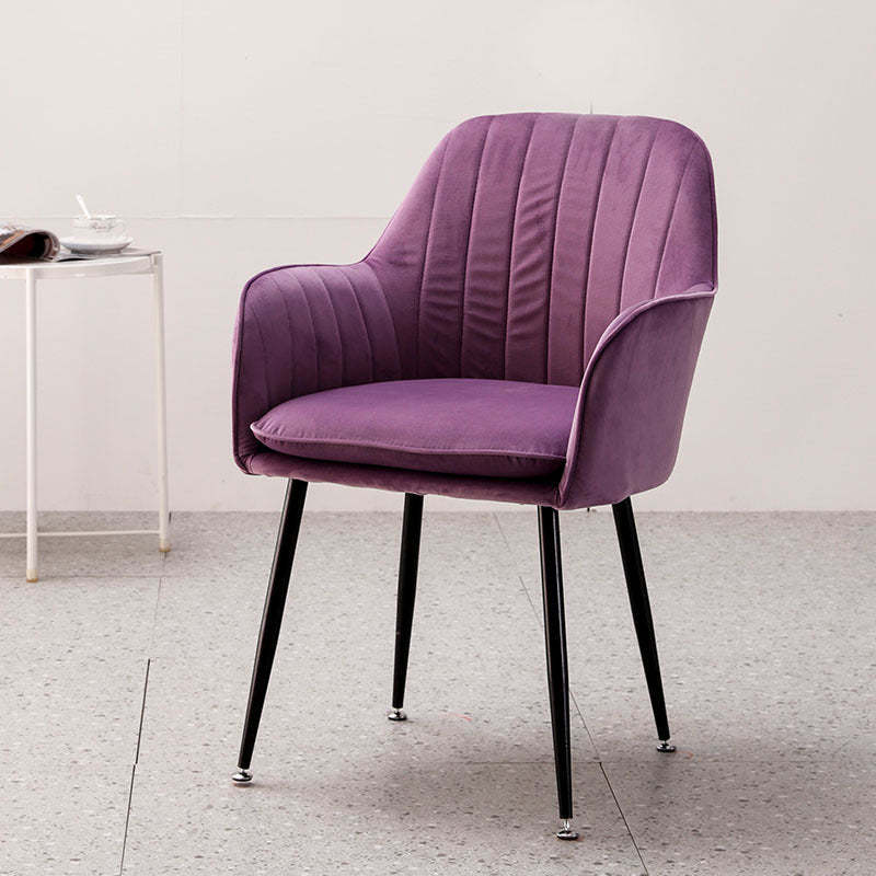 Nordic Trapezoidal Striped Velvet Steel Vanity Stool