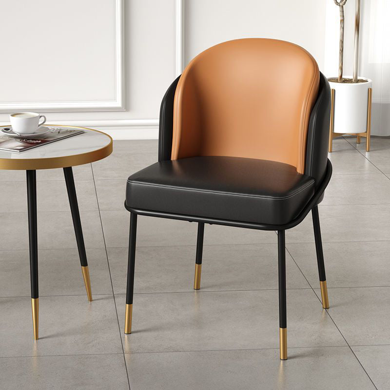 Modern Leather Fabric Curved Dining Chair