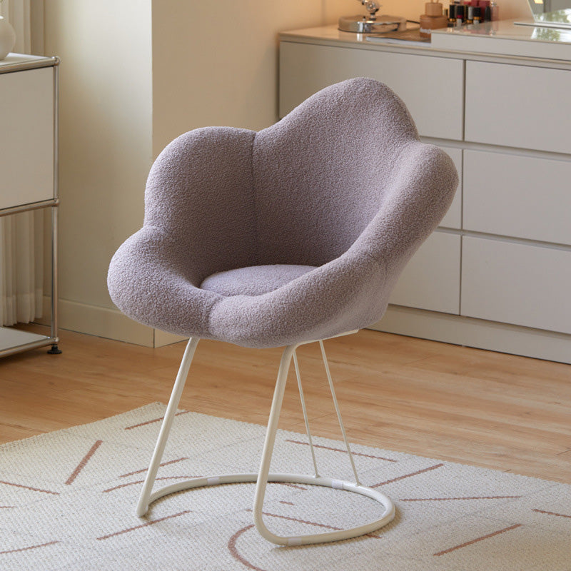 Contemporary Petal Velvet Arc-Metal-Leg Vanity Stool