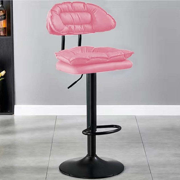 Modern Fabric Iron Semicircular Counter Stool — High / Black / Chrome