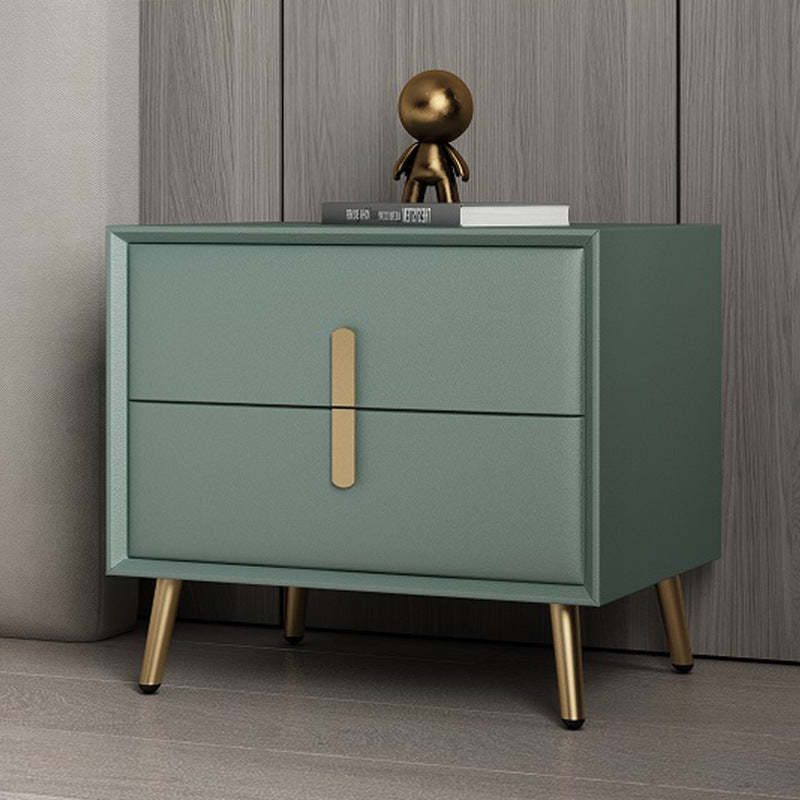 Luxury 2-drawer solid nightstands in leather — Light Green