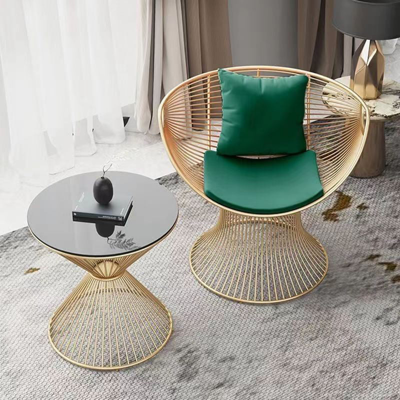Luxury Oval Curved Upholstered Iron Chair