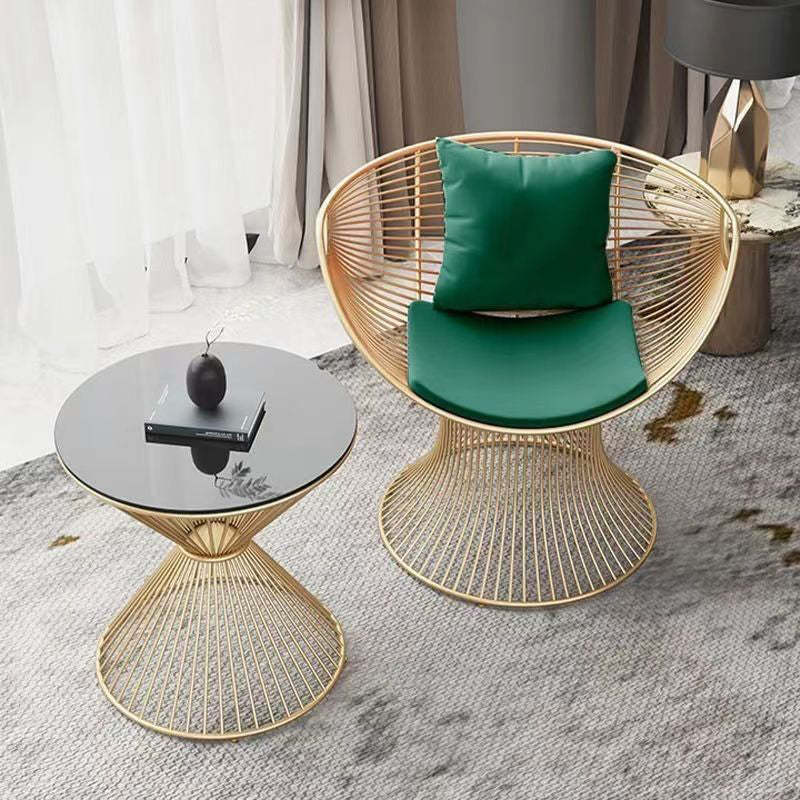 Luxury Oval Curved Upholstered Iron Chair