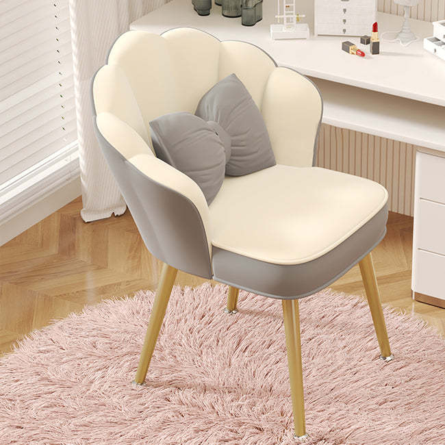 Minimalist Petal Fabric Wood Vanity Stool