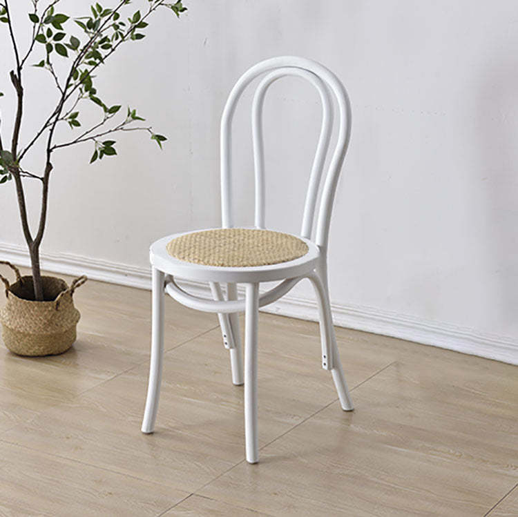 Retro Rattan Beech Metal Arched Dining Chair