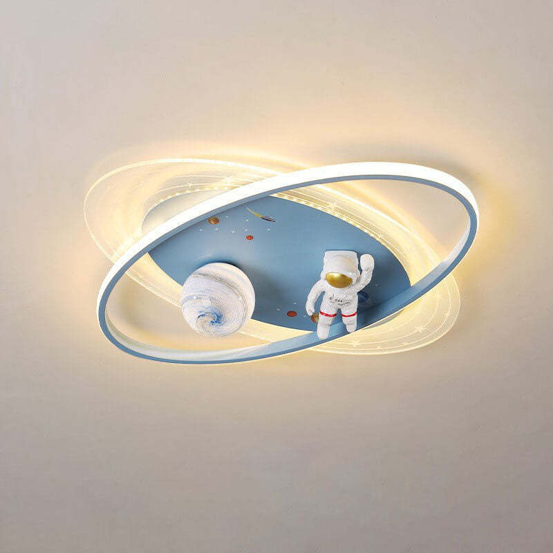 Cartoon Astronaut Moon Acrylic LED Kids Flush Ceiling Light