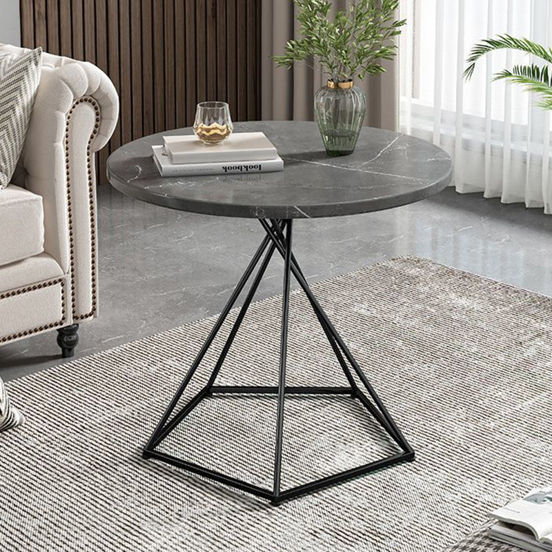 Minimalist Round Marble Metal Polygonal Side Table