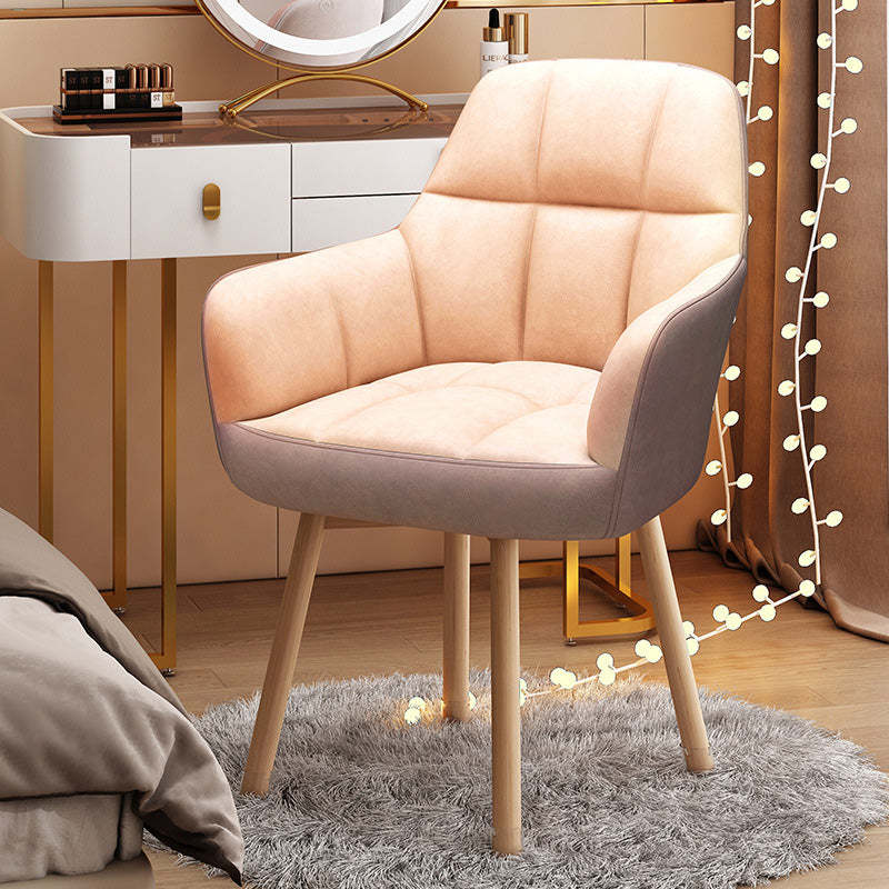 Modern Velvet Tapered-Leg Vanity Stool — Gray Velvet Seat + Metal Legs