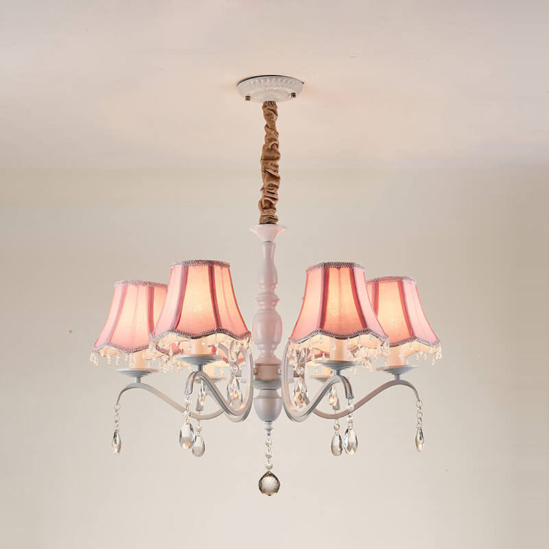 Modern Cone Iron Crystal Fabric Chandelier