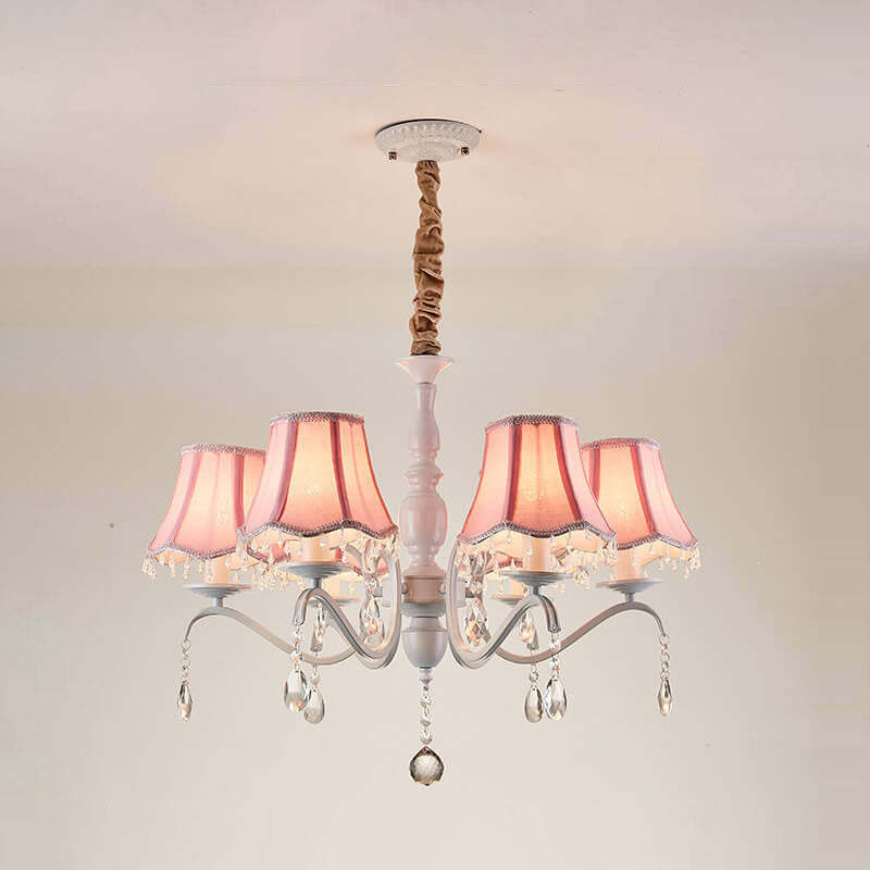 Modern Cone Iron Crystal Fabric Chandelier
