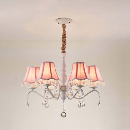 Modern Cone Iron Crystal Fabric Chandelier