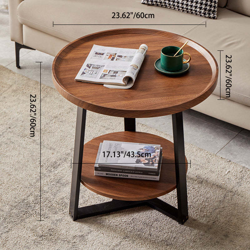 Nordic Round Iron 2-Tier Coffee Table — 2 - Tier / Wood Color