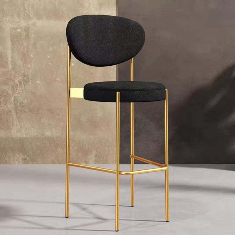 Scandinavian Oval Fabric Iron Bar Stool — Gold / Black