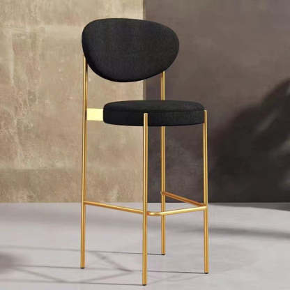Scandinavian Oval Fabric Iron Bar Stool — Gold / Black