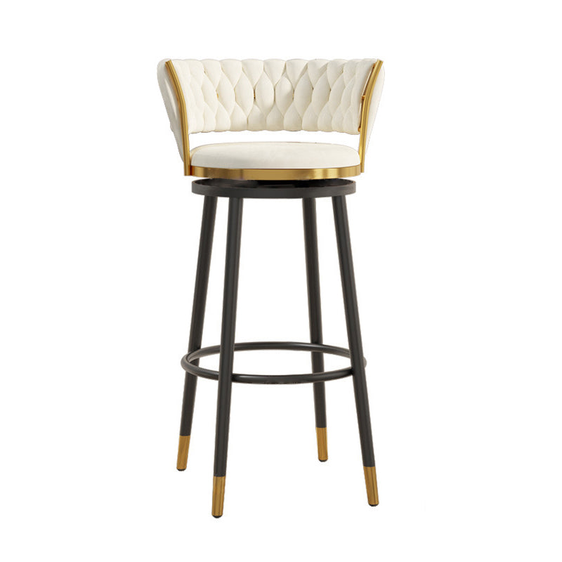 Contemporary Round Velvet Swivel Bar Stool