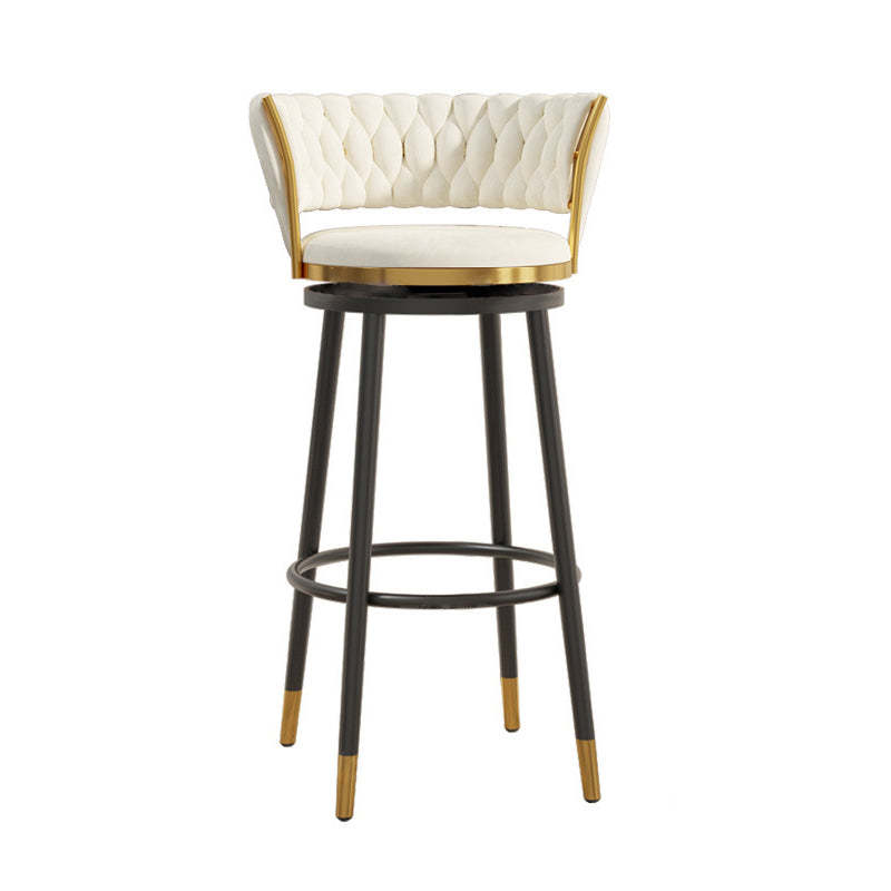 Contemporary Round Velvet Swivel Bar Stool