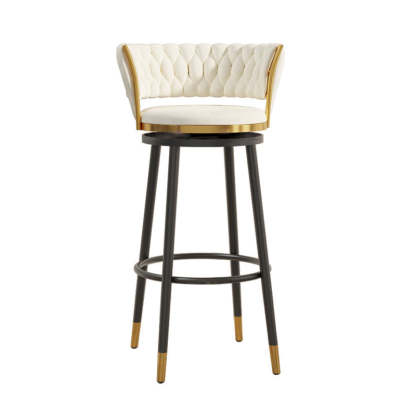 Contemporary Round Velvet Swivel Bar Stool
